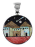 Native American Village Design Multicolor Silver Pendant YS62921