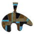 Southwest Multicolor Bear Inlay Slide Silver Pendant BW73397