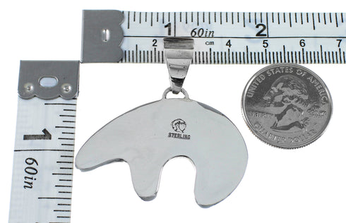 Southwest Multicolor Bear Inlay Slide Silver Pendant BW73397