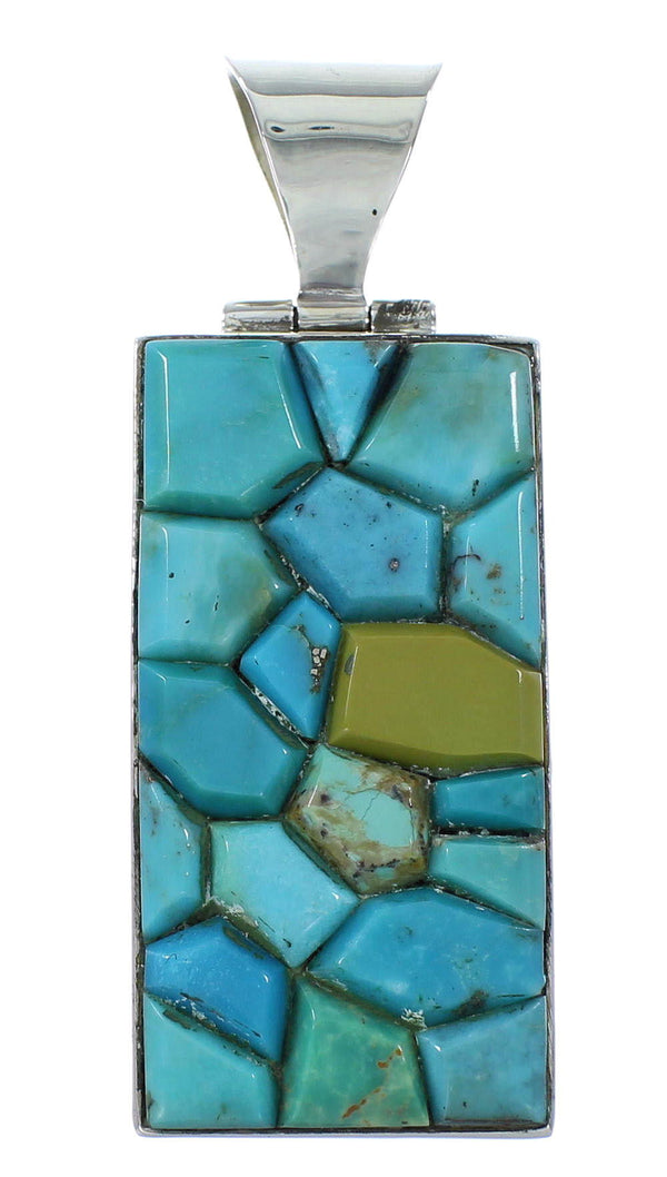 Turquoise Inlay Genuine Sterling Silver Jewelry Pendant PX30227
