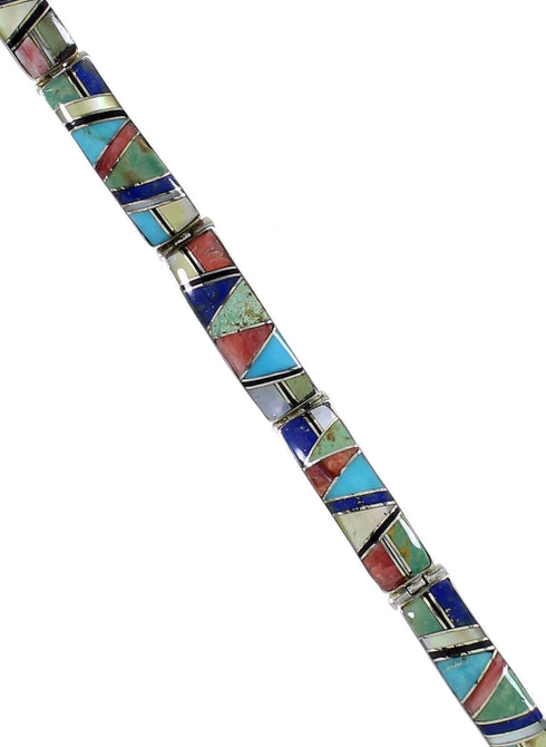 Southwest Multicolor Silver Link Bracelet MX22158