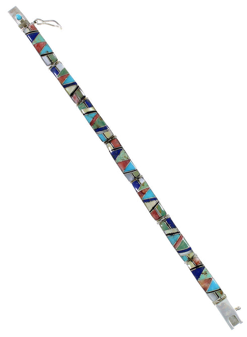 Southwest Multicolor Silver Link Bracelet MX22158