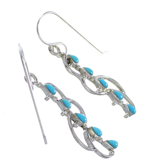 Southwest Turquoise Hook Dangle Sterling Silver Earrings BW74509