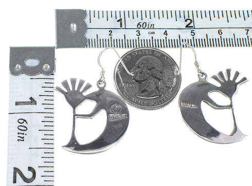 Turquoise Southwestern Kokopelli Silver Hook Dangle Earrings PX32348