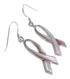 Pink Shell Ribbon Sterling Silver Hook Dangle Earrings PX32590