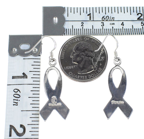 Pink Shell Ribbon Sterling Silver Hook Dangle Earrings PX32590