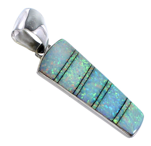 Opal Inlay Genuine Sterling Silver Southwest Pendant EX30628
