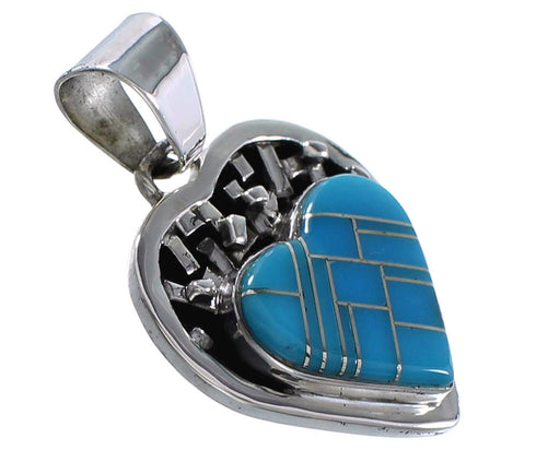 Turquoise Heart Inlay Sterling Silver Slide Pendant AW70881