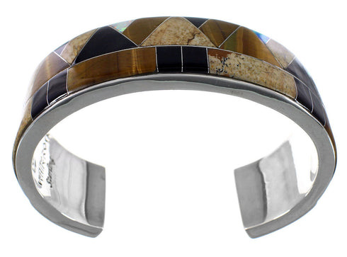 Sterling Silver Multicolor Inlay Whiterock Bracelet NS39303