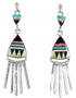 Southwestern Multicolor Inlay Silver Post Dangle Earrings YS59989