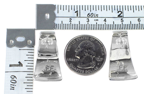 Sterling Silver Multicolor Inlay Post Hoop Earrings FX31236