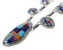 Sterling Silver Multicolor Inlay Link Necklace Earrings Set PS71234
