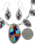 Sterling Silver Multicolor Inlay Link Necklace Earrings Set PS71234