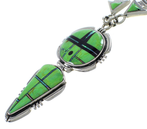 Multicolor Inlay Silver Arrow Southwest Link Necklace Earrings PX35824