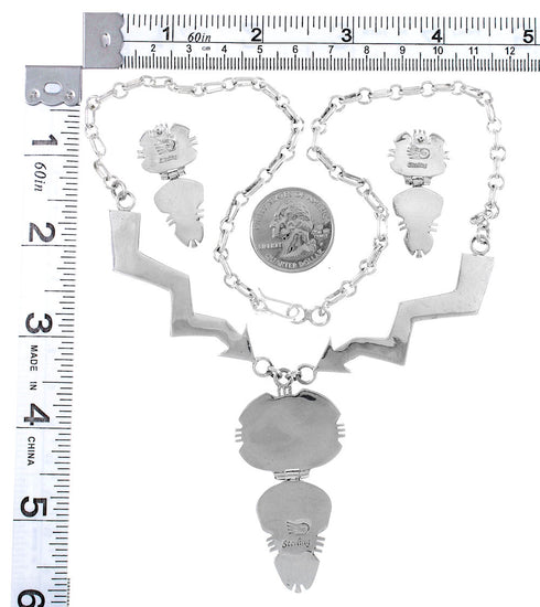 Multicolor Inlay Silver Arrow Southwest Link Necklace Earrings PX35824