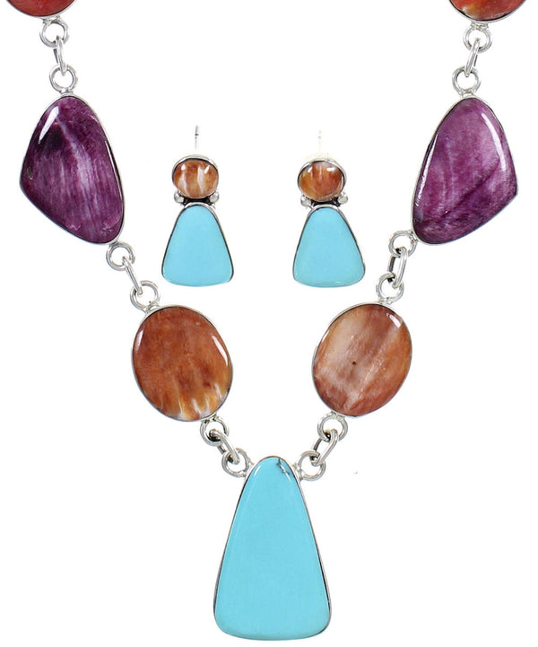 Multicolor Southwest Link Necklace Earring Set PS61238