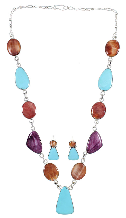Multicolor Southwest Link Necklace Earring Set PS61238