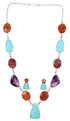 Southwestern Multicolor Silver Necklace Earring Set PS61239