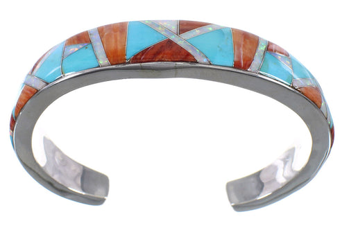 Multicolor Inlay Wild Fire Whiterock Cuff Bracelet GS61028