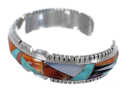 Sterling Silver Turquoise Multicolor Inlay Cuff Bracelet OS59517
