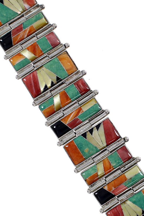 Multicolor Sterling Silver Whiterock Jewelry Link Bracelet YS69837