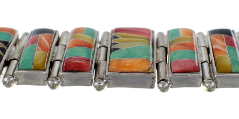 Multicolor Sterling Silver Whiterock Jewelry Link Bracelet YS69837