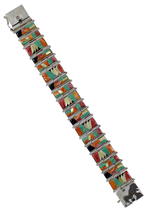 Multicolor Sterling Silver Whiterock Jewelry Link Bracelet YS69837