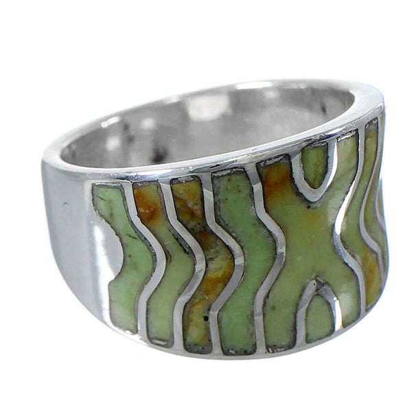 Silver Southwest Turquoise Inlay Ring Size 5-3/4 CW63724