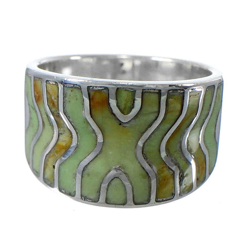 Silver Southwest Turquoise Inlay Ring Size 5-3/4 CW63724