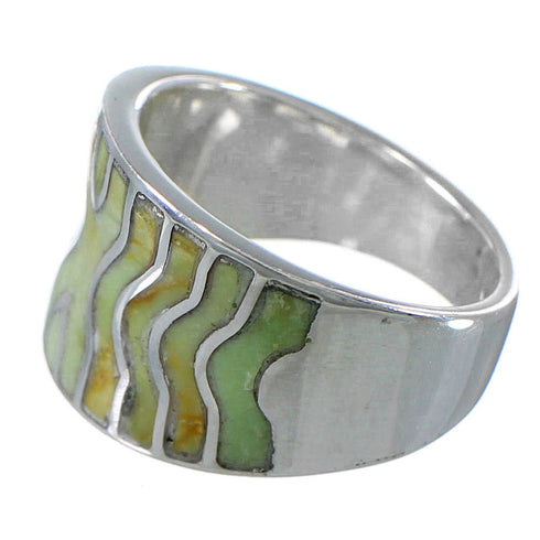 Silver Southwest Turquoise Inlay Ring Size 5-3/4 CW63724