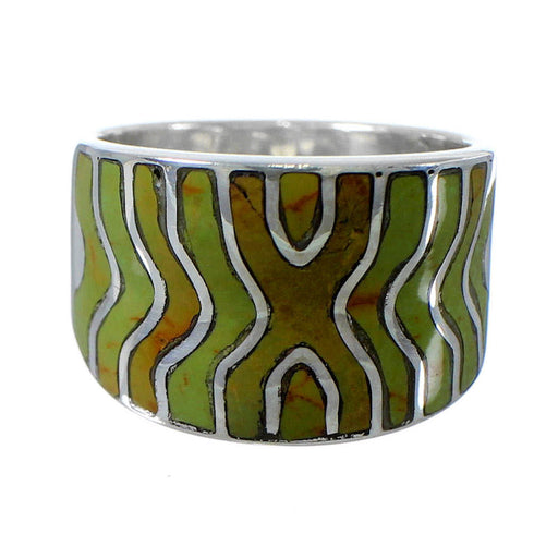 Turquoise Inlay Silver Southwestern Ring Size 5-1/2 CW63741