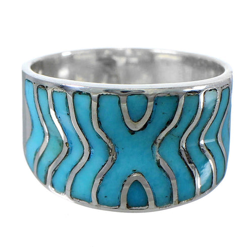 Southwest Jewelry Turquoise Inlay Silver Ring Size 5-1/4 CW63770