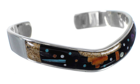 Native American Mesa Design Multicolor Inlay Cuff Bracelet GS58004