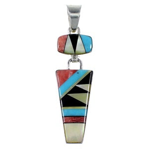 Southwest Multicolor Sterling Silver Slide Pendant OS58433