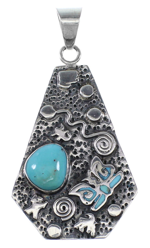 Sterling Silver Southwestern Turquoise Butterfly Pendant OS58472