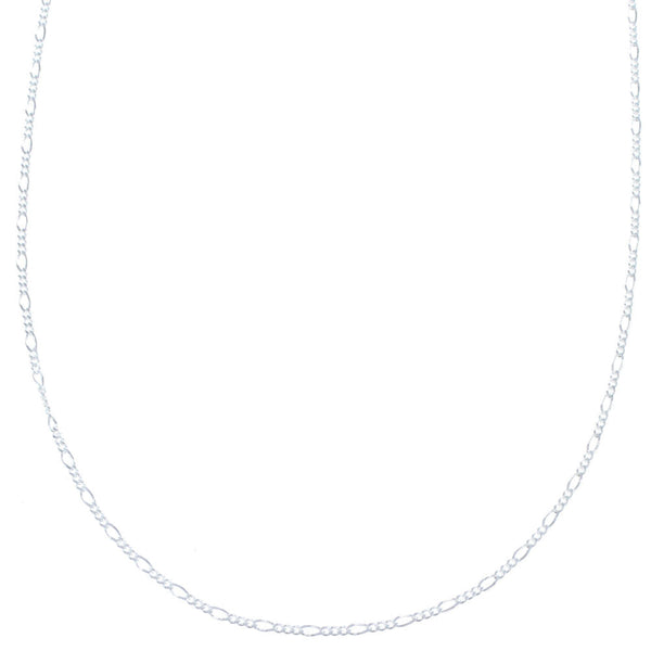 Genuine Sterling Silver Italian Figaro Chain 18" Necklace JX120899