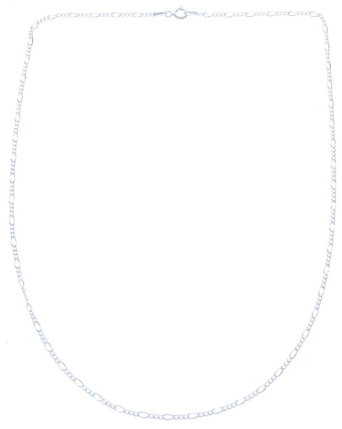 Genuine Sterling Silver Italian Figaro Chain 18" Necklace JX120899
