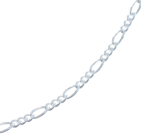 Genuine Sterling Silver Italian Figaro Chain 18" Necklace JX120899