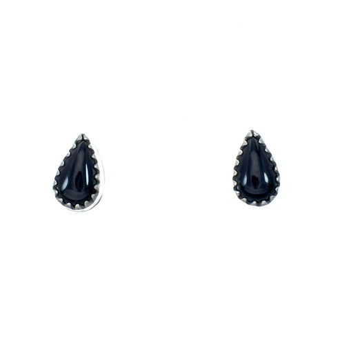 Navajo Onyx Sterling Silver Post Stud Earrings SX10086
