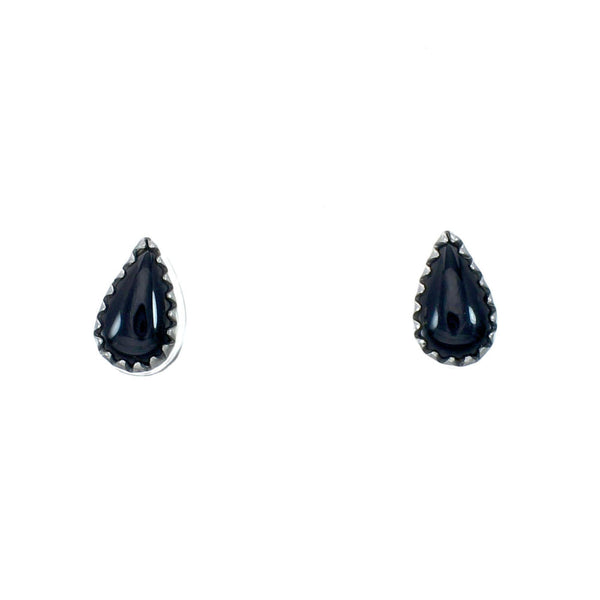 Navajo Onyx Sterling Silver Post Stud Earrings SX10086