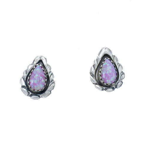 Silver Pink Opal Navajo Indian Post Earrings SX10081