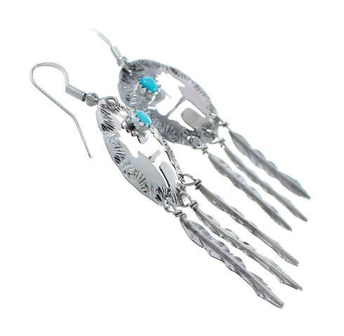 Sterling Silver Turquoise Horse Native American Hook Dangle Earrings SN20318