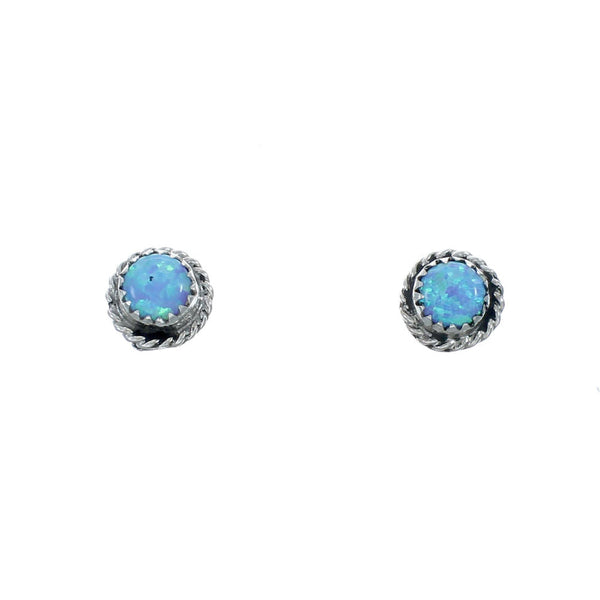 Sterling Silver Navajo Blue Opal Post Earrings SX10082