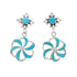 Sterling Silver Turquoise Flower Post Dangle Earrings SN20480