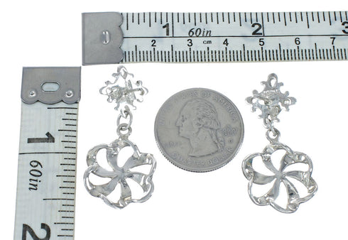 Sterling Silver Turquoise Flower Post Dangle Earrings SN20480