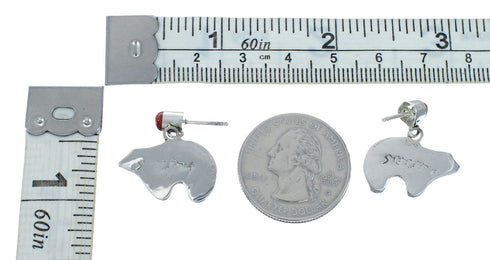 Sterling Silver Multicolor Inlay Bear Post Dangle Earrings SN20275