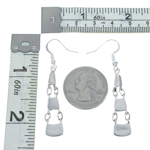 Turquoise Inlay Sterling Silver Jewelry Hook Dangle Earrings SN20277