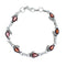 Garnet Silver Flower Link Bracelet SN20267