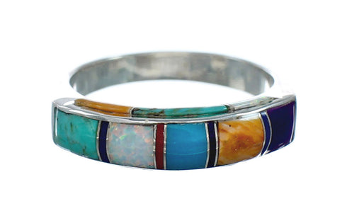 Genuine Sterling Silver Southwestern Multicolor Ring Size 9-3/4 SN20109