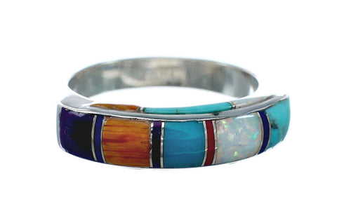 Genuine Sterling Silver Southwestern Multicolor Ring Size 5-3/4 SN20111